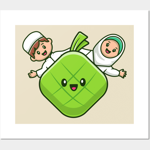 Moslem Couple With Cute Ketupat (2) Wall Art by Catalyst Labs